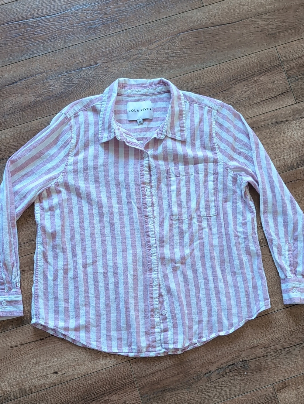 LOLA RIVER Pink & White Striped Classic Button-Down Shirt - XL